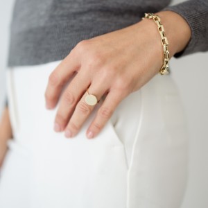 yellow gold button ring