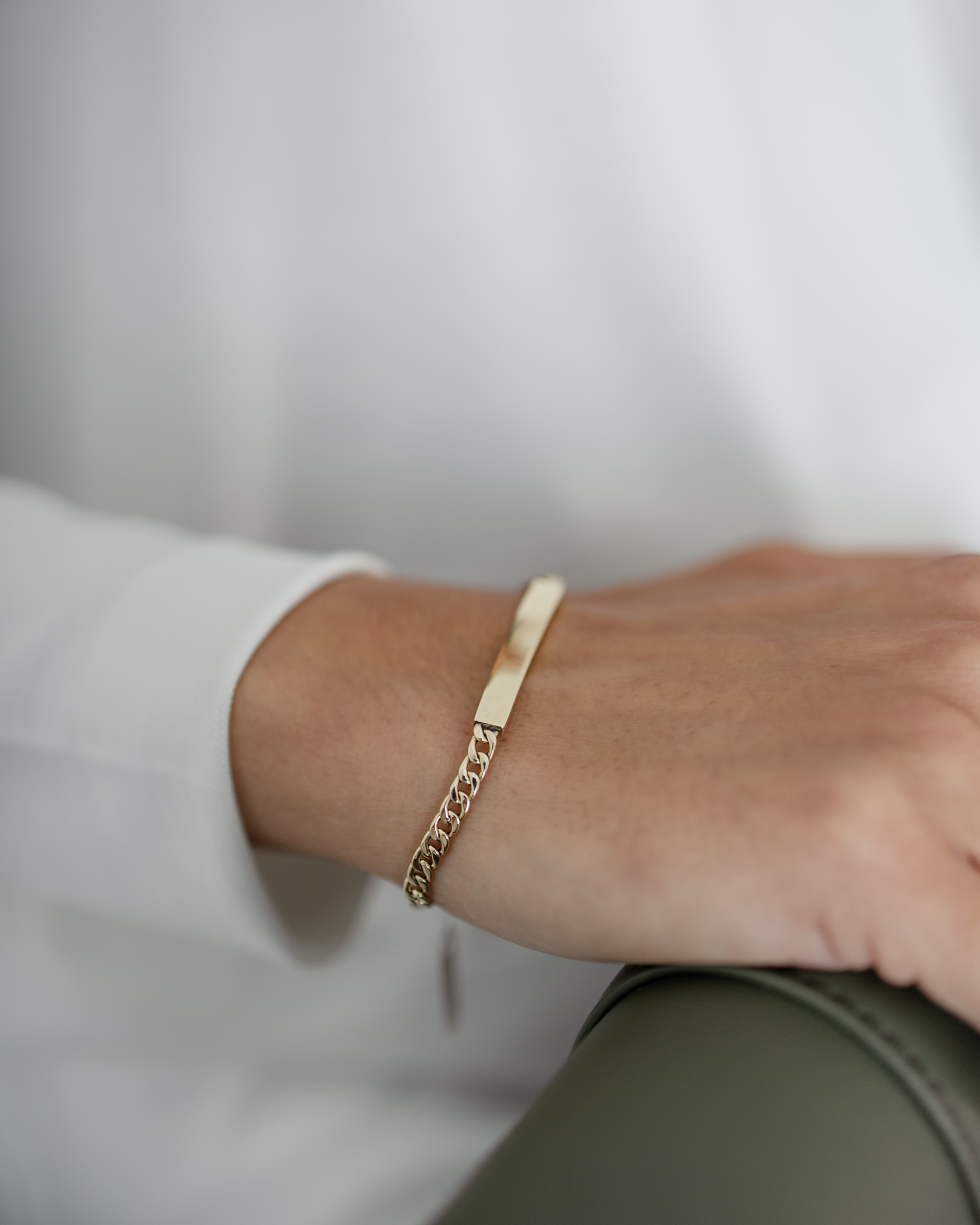 14K Yellow Gold Name Tag Bracelet Sotiris Petalas Jewels